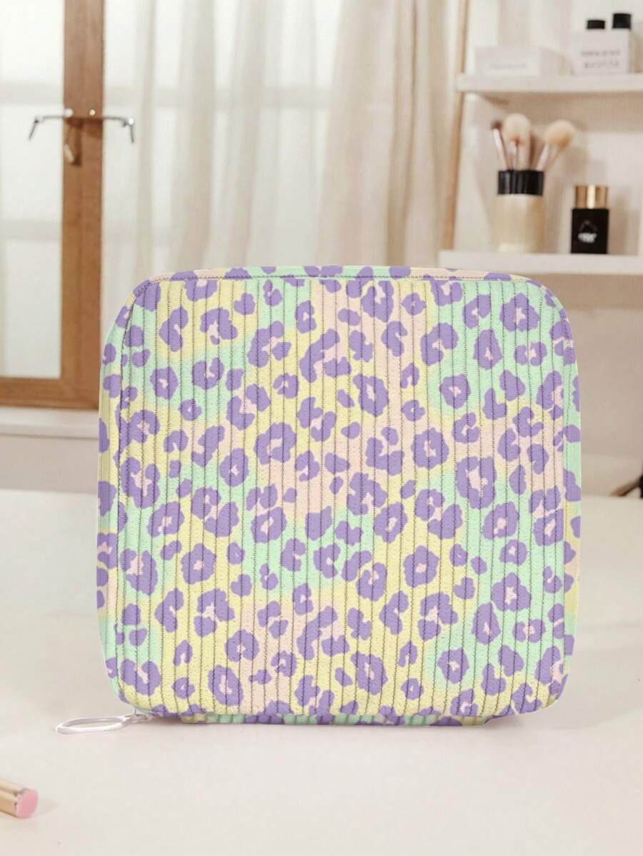 1pc Macaron Purple Green Gradient Leopard Print Corduroy Multi ...