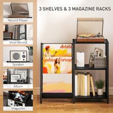 3-Tier Record Player Stand, End Table For Living Room, Bedroom - Black Wood Effect - T0001-01-3583 - View 8