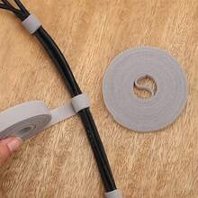 1pc Hook And Loop Cable Organizer Strap, Nylon Self-Adhesive Cable Tie, Data Cable Storage Organizer, Wire Fixing Sticker, Multi-Purpose Cable Management Tie - Grey - View 7