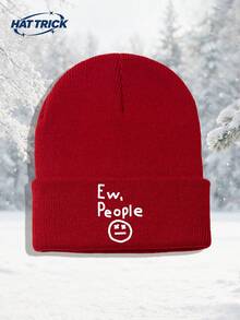 1pc Unisex People Print Knit Beanie, Soft Warm Comfortable Minimalist Knitted Hat For Autumn/Winter, Hip Hop Rapper Style Brimless Cap, Versatile Fashion Hat For Daily Wear, Party, Commute, Sports, Hiking, Travel - A - View 13