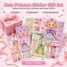 6pcs Cute Princess Sticker Puzzle Face Swap Dress Up Personalized DIY Waterproof Stickers - Multicolor - View 4