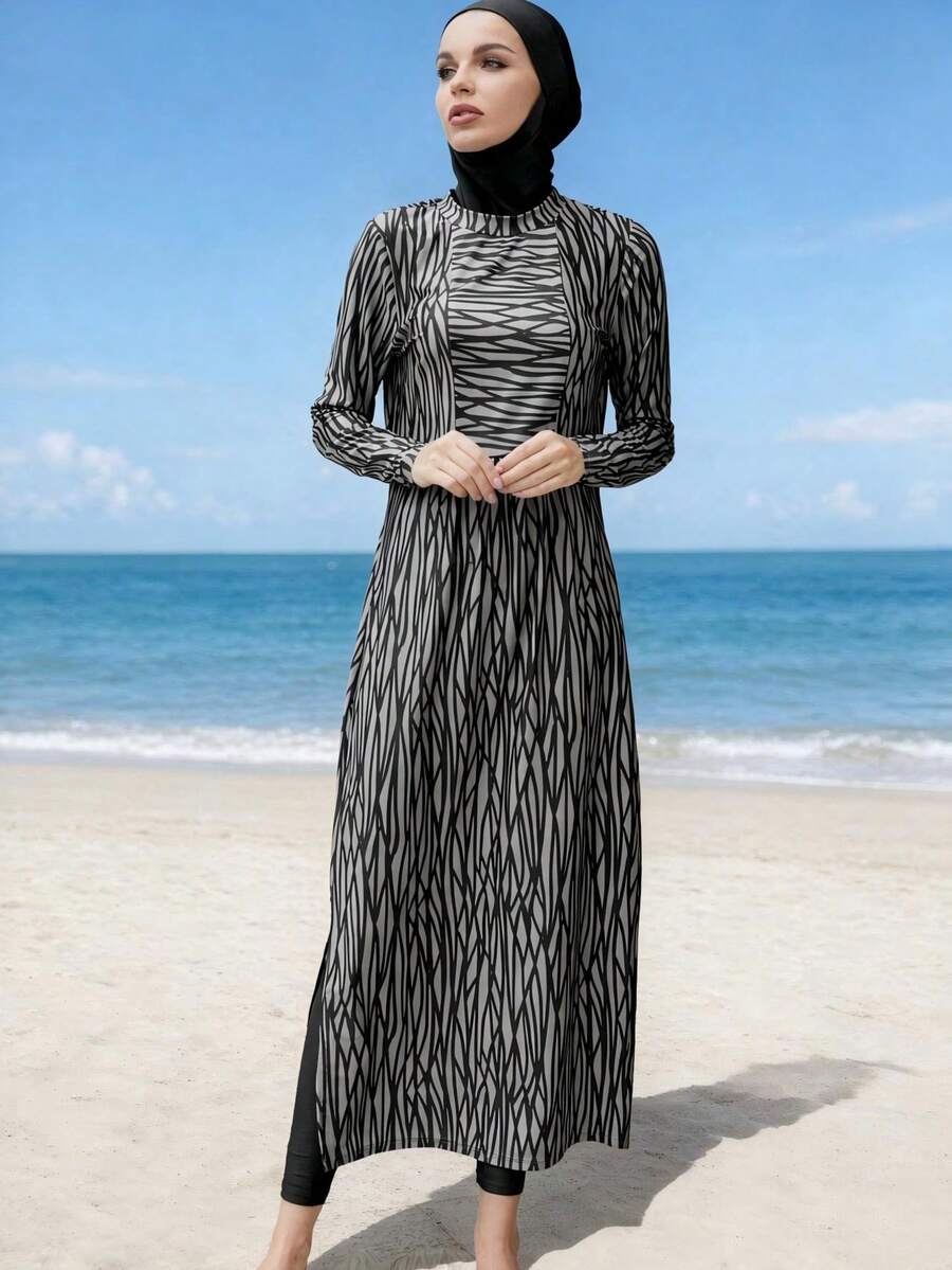 VFJ Women's Full Coverage Long Sleeve Muslim Islamic Swimwear Burkini With Headscarf