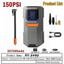 Multifunctional Emergency Jump Starter With 150PSI Air Pump, Digital Tire Inflator, Portable Car Battery Charger,LED Emergency Light & USB Charging, Car Emergency Tool.Suitable As A Holiday Gift. - Multicolor - View 12
