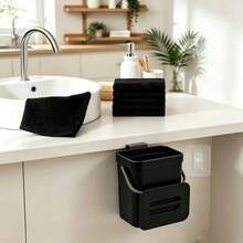 1pc Multi-Function Trash Can, 3L/0.79 Gal Hanging Trash Can, Convenient Kitchen Trash Can, 2-In-1 Wall-Mounted Trash Can, High-Quality Compost Bin, Office Trash Can, Home Supplies, Kitchen Accessories - Multicolor - View 14