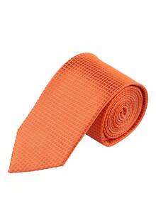 1pc 7cm Professional Business Tie Men's Korean Style Fashion Polyester Long Necktie - Coral Orange - View 1