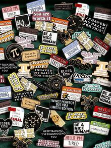 5/10/15/20/30/40/50pcs Letter Brooch Random Mixed Set (No Duplicates), Creative Alloy Metal Pin Badge, Multiple Styles, Patterns, Designs, Letters, Suitable For Various Occasions, More Quantity, More Styles, Shoes, Bags, Clothing Decoration Accessories, Perfect Gift, Loved By Adults And Children - Multicolor - View 3