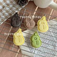 3D Christmas Cookie Cutters Biscuit Mold Smiling Snowman Tree Cookie Mould Stamp Xmas New Year Party Decor Baking Tools - White - View 5