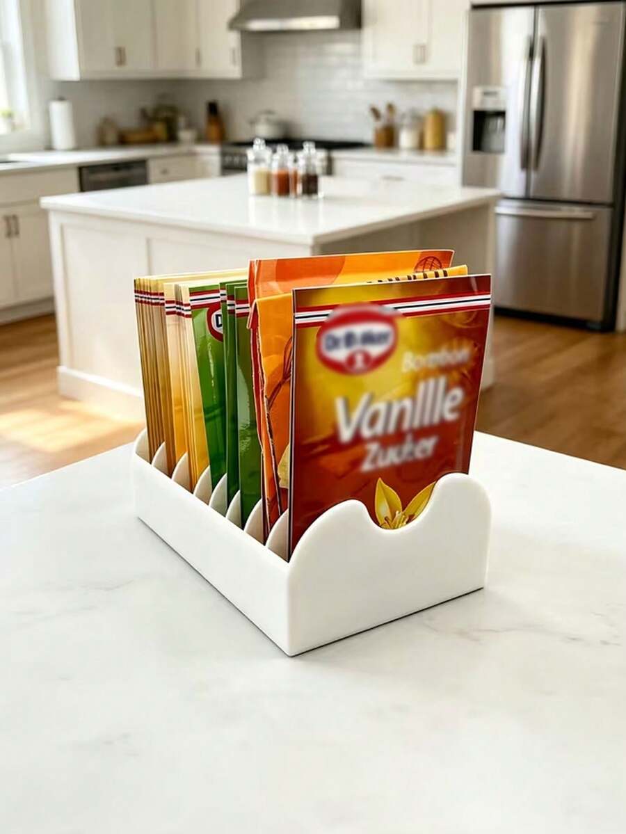 8-Compartment Spice Packet Organizer, Large-Capacity Seasoning Storage Holder, Kitchen Countertop, Cabinet & Fridge Condiment Packet Storage Rack - Multicolor - View 1