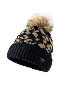 1pc Women's Autumn/Winter Leopard Print Pom Pom Knitted Hat, Fashionable Versatile Windproof Warm Ear-Protective Beanie, Suitable For Daily Outdoor Wear - Multicolor - View 4