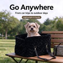 1pc Plush Warm Car Center Console Pet Armrest Bed, Car Seat Cushion For Cats And Small Dogs, Portable Pet Travel Carrier, Suitable For Pet Outings And Safety Protection - Multicolor - View 4