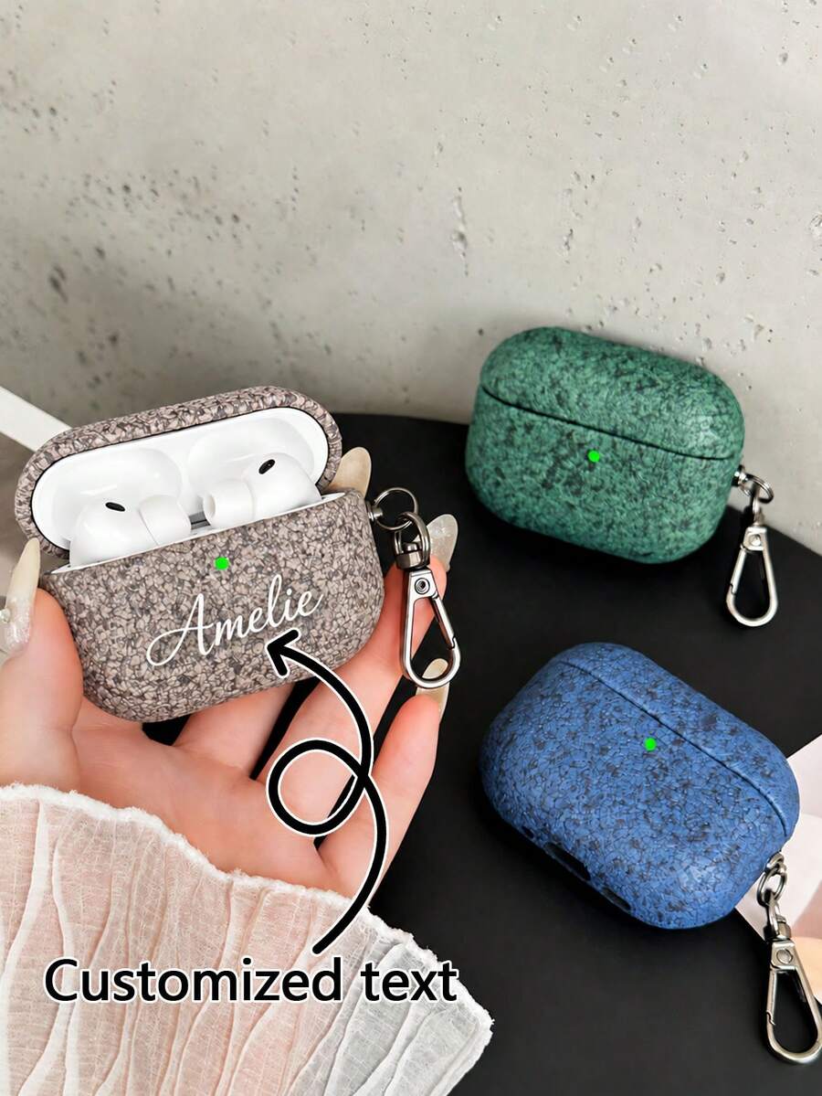 1 chiếc bao bảo vệ tai nghe chống rơi với vân gỗ nén, tùy chỉnh văn bản, thiết kế móc bảo vệ hai lớp, tương thích với Apple 1, 2, 3, 4, 5, Pro1, Pro2, Pro3 - Nhiều màu - Xem 1
