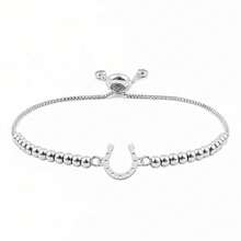 1pc Simple Classic Horseshoe Golden Silvery Adjustable Bead Chain Bracelet For Women - Horseshoe - View 3