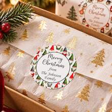 Custom Merry Christmas Stickers, Personalized Family Name & Text With ...