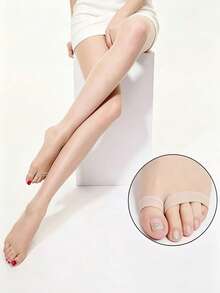 Women's Spring/Summer Tights, Soft Comfortable UV-Protective Sheer Toeless Socks, Suitable For Open-Toe Shoes, Showcasing Neatly Trimmed Toes - Apricot - View 2