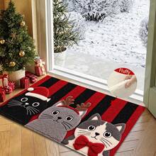 1 buah Keset Kamar Mandi Mikrofiber Motif Kucing Natal, Keset Kamar Mandi Lembut Anti Selip, Keset Penyerap Air, Dapat Dicuci dengan Mesin, Kain Rajut, Untuk Kamar Tidur, Dapur, Pintu Masuk, Penggunaan Dalam & Luar Ruangan, Dekorasi Rumah, Hadiah Dekorasi Pesta Liburan yang Sempurna, Dekorasi Natal - A - View 9
