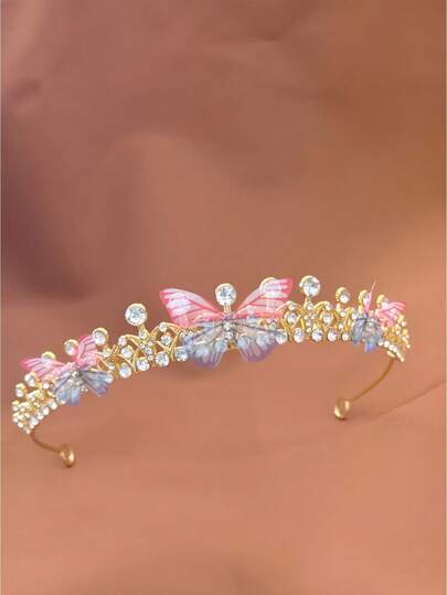 1pc Shiny Zinc Alloy Bridal Crown Wedding Headpiece Bride Wedding Dress Accessory Princess Birthday Halloween Christmas Carnival Party Gift