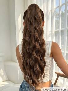 HEYPINK 24 Inch Light Brown Long Natural Water Wave Claw Clip Ponytail Hair Extension, Heat-Resistant Synthetic Fiber Ponytail Wig, Suitable For Women And Girls Daily Wear. - Multicolor - View 3