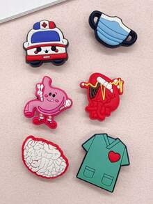 Random 10PCS Medical Theme Sweet Cartoon PVC Shoe Charms DIY Accessories Funny Pattern Clogs Shoe Decoration Buckles Detachable Shoe Buttons Decor - Multicolor - View 6