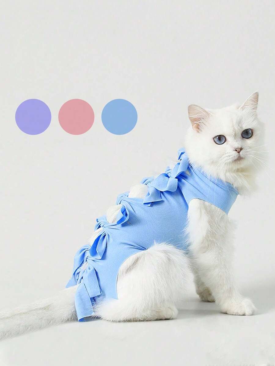 1pc Adjustable Breathable Recovery Vest For Cats, Post-Surgery Anti-Licking Abdominal Wound Protector, Suitable For Spaying/Neutering And Weaning, All Seasons - Multicolor - View 1
