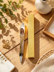 1pc Luxury Customizable Ballpoint Pen - Premium Pen Box Packaging, Gold Box Creative Design, Black Ink Smooth Writing. Ideal For School And Office Supplies. Suitable For Christmas, Party, Birthday Gifts For Friends. - Sets - View 8