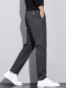 Men's Casual Versatile Solid Color Minimalist Everyday Pants - Dark Grey - View 3
