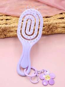 1/3pcs Mini Portable Small CombRib Comb Elastic Comb With Flower Pendant, Easy To Store For Travel, Hair Straightening Comb Suitable For Gifts To Family And Friends - Multicolor - View 2
