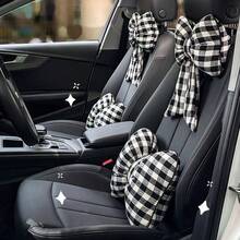 1 Car Headrest Lumbar Support Cushion, Plaid Bow Ribbon Seat Cushion Pillow, Four Seasons Universal Goddess Lumbar Support Cushion - Multicolor - View 4