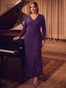 EVERPRETTY Sexy Purple Bodycon Dress With Regular/Straight Sleeves, Suitable For Wedding Guests - Purple - View 1
