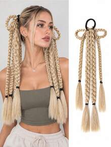 18 Inch Wig Fried Dough Twists Braid, Ponytail Elegant Bow Knot Braid Fashion, Wig Ponytail Braid - Multicolor - View 1