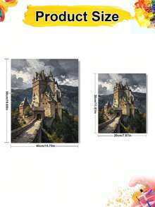 1pc Castle Scenery DIY Oil Painting By Numbers, Canvas Painting DIY Crafts, Adult Home Decoration, Holiday Gift. - Sets - View 8
