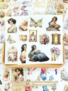 DanSoul 20 Large Vintage European Theme Planner Stickers, Adult Use, Half-Cut Matte PET Sticker Book, Suitable For Junk Journal Supplies, Collage Materials, Planner DIY Collage Bujo Decoration Stickers - Journaling Supplies - View 4