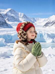 Winter Sweet Cool Leopard Print Earmuffs - Soft Warm Multifunctional Plush Earmuffs, Fashionable Ear Protection Warm Cover - Multicolor - View 2