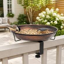 31cm Metal Hanging Bird Bath Bowl For Balcony Railing - Bath - View 7