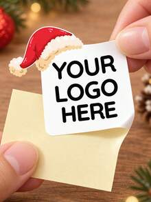 Customized Christmas Logo Stickers With Santa Hat, Personalized Square Logo Labels, Suitable For Gift Boxes, Gift Bags, Envelope Seals And Holiday Packaging - Multicolor - View 8