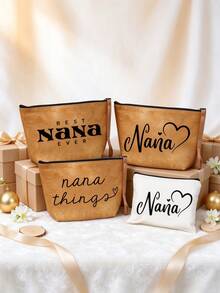 Floral Pattern Nana Text Cosmetic Bag,Lightweight Makeup Bag,Nana Gifts ...
