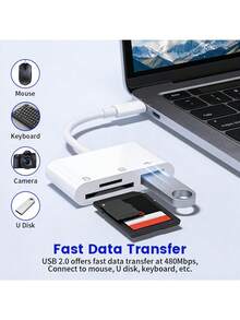 USB-C Card Reader OTG Writer, Efficient Photo & Video Transfer, Plug & Play Driver-Free Card Writer, Compatible With SD, TF, Camera Memory Cards, USB Flash Drives, Suitable For Phones, Cameras, Computers, Practical Gift For Travel/Photography Enthusiasts - A - View 3