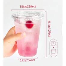Heat-Resistant And Leak-Proof 16oz Coffee Cup With Lid, Perfect For Cold Brew Coffee, Iced Milk, Tea, Homemade Coffee, Fruit And Iced Tea Cold Drinks, Portable Commercial Takeout Cup For Camping And Team Use, Flip Lid Design, No Straw - Transparent - View 8
