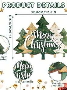 Christmas Wooden Door Sign Hanging Ornament Party Holiday Plaque Wall Decor Craft - Multi-color - View 4