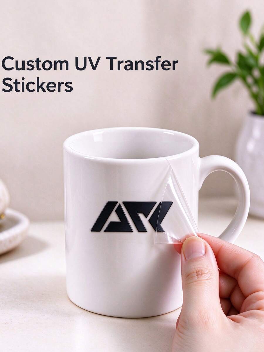 Custom UV DTF Transfer Stickers, Crystal Glossy Logo Stickers, Waterproof & Wear-Resistant, 10/50/100/200PCS For Cups, Notebooks, Cars, Gift Boxes, Windows, Glass Decoration - A - View 1