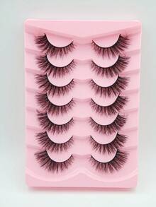 New 7 Pairs Soft Fluffy 3D Faux Mink False Eyelashes, Natural Handmade Dramatic Makeup Lashes, Thick Volume Style - View 8
