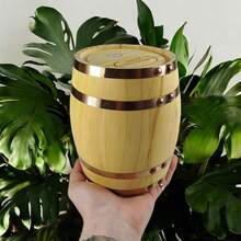 Wooden Barrel Drink Dispenser 0.8L – Decorative Beverage Barrel With Tap And Stand For Home Bar And Parties - View 3
