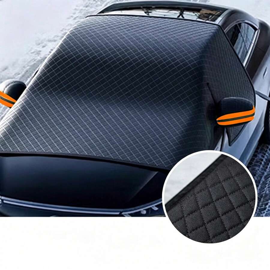 1pc Car Snow Cover, Car Sun Shade, Front Windshield Sunshade, Thickened Snow Cover, Oxford Cloth Snow Cover, Frost-Proof Half-Coverage Car Cover, Winter Snow Cover - Conventional - View 1
