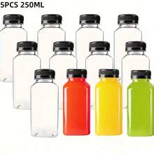 10/5pcs Plastic Juice Bottles, Suitable For Cold Storage, Reusable, Can Be Used For Juicing, Making Milkshakes, Etc. Plastic Ice Cream Beverage Bottles And Water Bottles, Suitable For Outdoor Activities, Essential School Supplies. - Clear - View 13