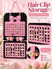 1pc Black Powder‑Coated Butterfly Hanging Storage Bag, Aversatile 3‑In‑1 Wall‑Mounted Hair Accessory Organizer, Jewelry And Accessory Display Pouch, Girl's Room Decorative Bag,For Dressing Tables, Walk-In Closets, And Jewelry Boutiques. - Pink - View 6