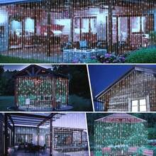 1 Pc Solar-Powered Curtain String Lights, With 100/200/300 LEDs, Suitable For Weddings And Outdoor Decorations. Made Of Plastic And Paired With A Movie Theme, Perfect For Christmas, Terraces, Gardens, And Other Settings - Solar Powered Curtain Lights - View 7