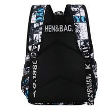 Autumn And Winter New Fashionable Versatile Shark Personalized Pattern Printed Lightweight Casual Bag Simple Large Capacity Backpack - Black - View 4