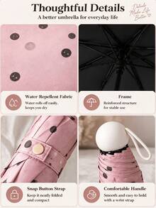 Polka Dot Mini Folding Umbrella, Portable Pocket-Sized Travel Umbrella With Capsule Storage Case, Lightweight And Foldable, Suitable For Daily Outdoor Use, Multiple Colors Available - Multicolor - View 7