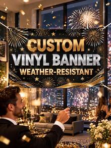 1pc Customizable Vinyl Banner, Customizable Text/Logo/Image, Indoor/Outdoor Use, Custom Commercial Advertising And Birthday Banner, Waterproof Indoor/Outdoor Signage, Full Color Customizable Text And Logo, Perfect For Weddings, Birthdays, Holidays And Other Occasions - Multicolor - View 8