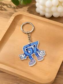 1pc Cute Blue Cartoon Keychain, Kawaii Acrylic Keychain, Fun Character Charm For Backpack, Wallet, Keys And Gifts, Fashionable Daily Accessory, Best Christmas Gift, Almost Sold Out - A - View 7
