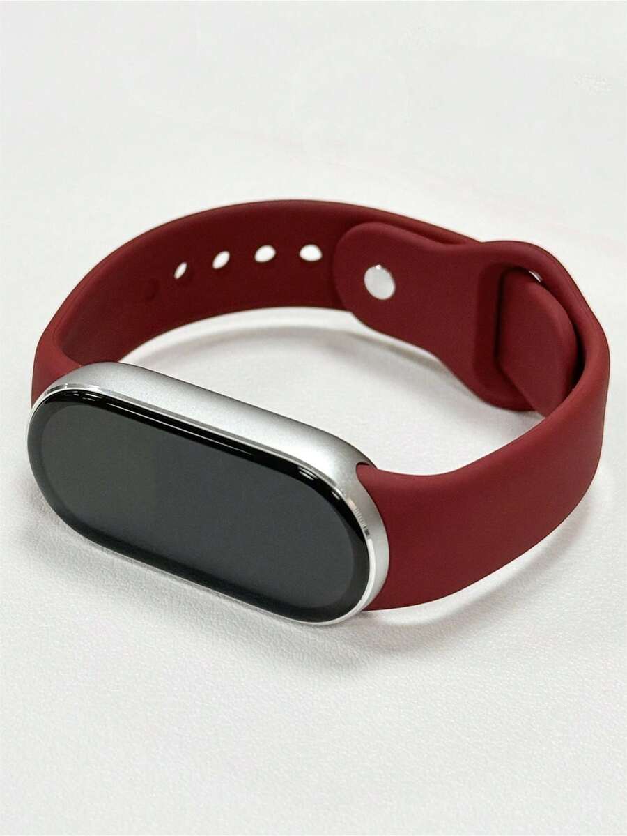 1pc Sports Silicone Watch Band, Compatible With Xiaomi Band 8/9/10/11/NFC Series - Burgundy - View 1